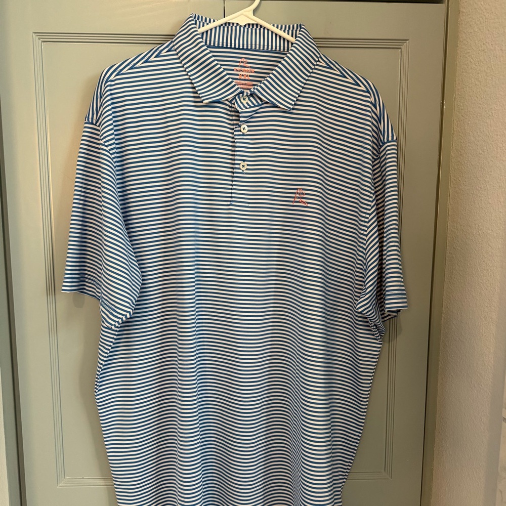 Rhoback Blue and White Striped Polo Shirt